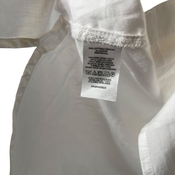 LOFT Drawstring Tunic Shirt Top Womens Small White Elastic Waist Business Casual - Picture 9 of 12